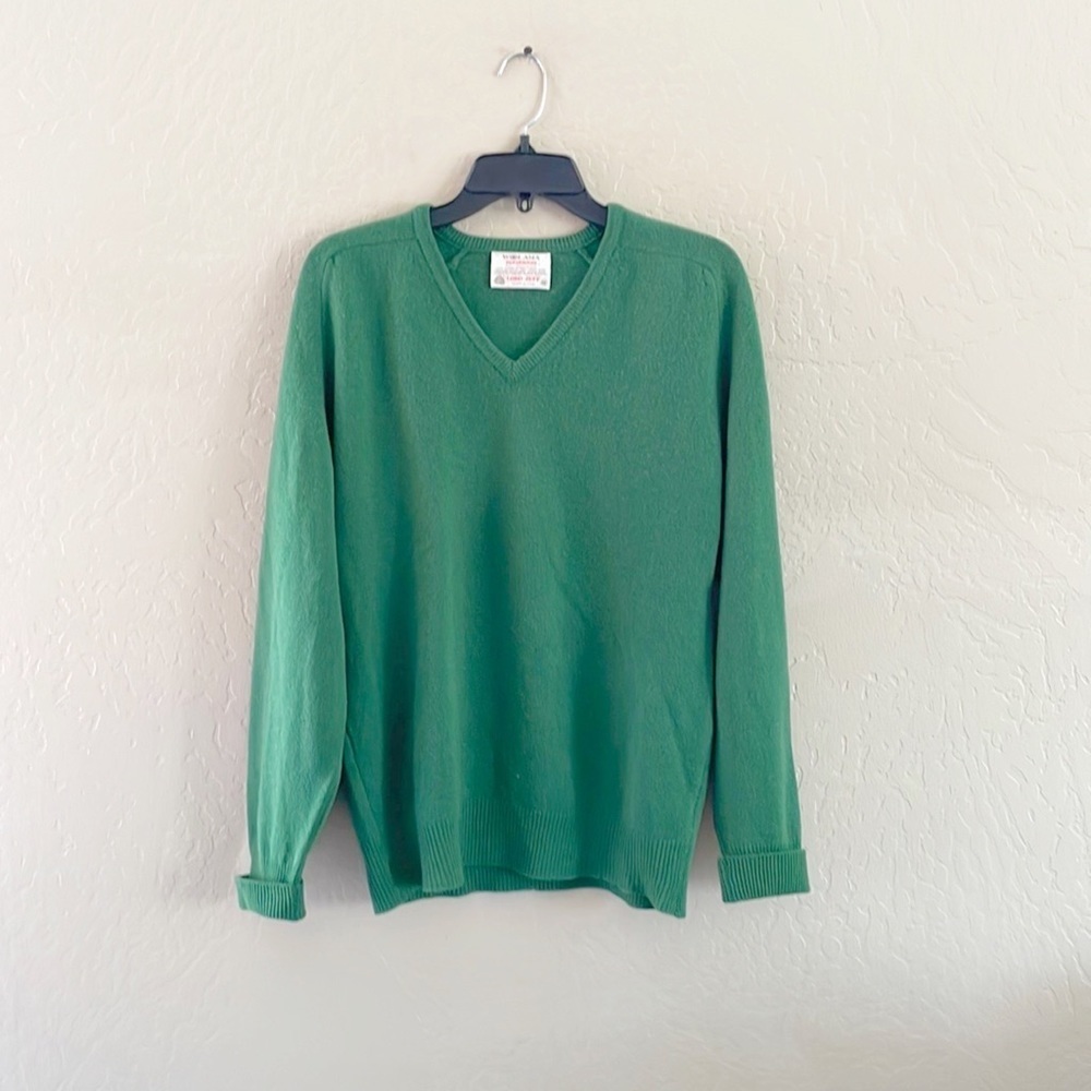 🌿Final Sale‎ Lord Jeff || Woolama || Vintage V Neck Green Pullover Sweater